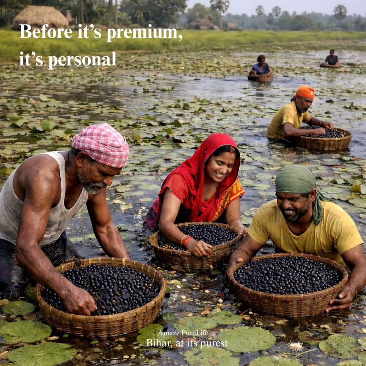 Harvesting stage of Makhana production